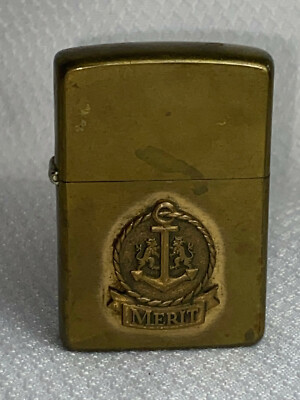 1932- 1985 ZIPPO Lighter Merit Cigarette Anchor Brass