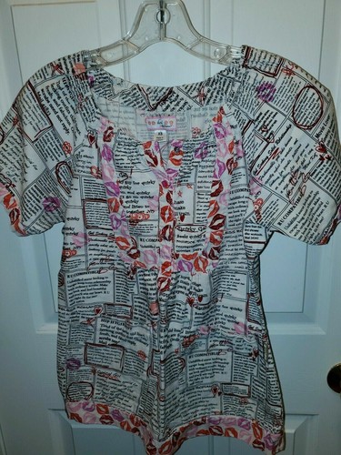 KOI by Kathy Peterson Women’s pink/raspberry cotton v-neck scrub top x-small - Picture 4 of 5