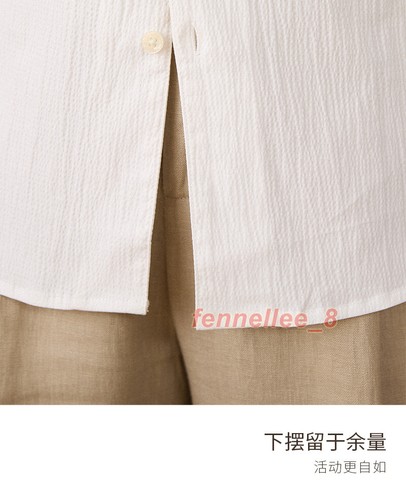 Mens Cuban Collar Naples Shirts Vintage Formal Long Sleeve Seersucker Shirt Tops - 第 16/19 張圖片