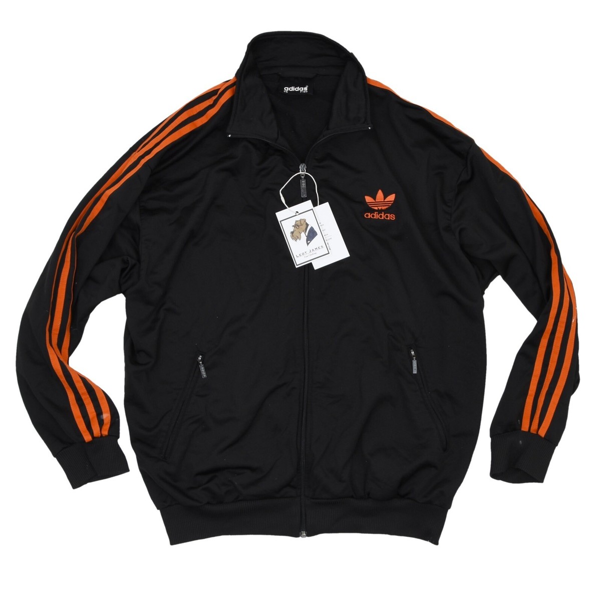 VINTAGE ADIDAS Fire Bird Jogginganzug Gr D6 1990er Schwarz Orange