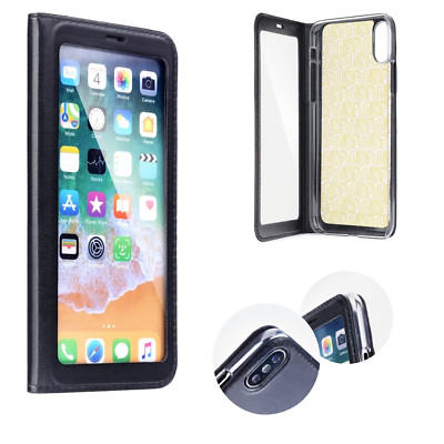 FULL VIEW Clear Book Case Cover Schutz Window Schwarz FÜR Samsung Galaxy S8 PLUS