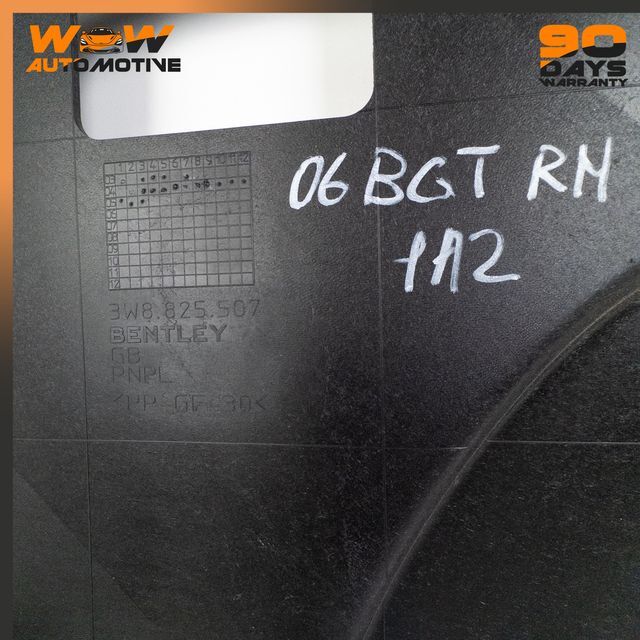 04-10 BENTLEY CONTINENTAL GT COUPE REAR UNDERBODY SPLASH SHIELD COVER BLACK OEM