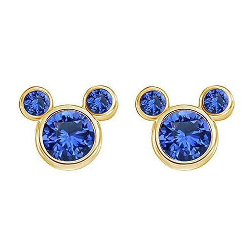 Dazzlingrock Collection Fede nuziale da donna in oro 14 carati con zaffiro blu rotondo e diamante blu, Zaffiro blu, diamante blu, oro, Zaffiro blu