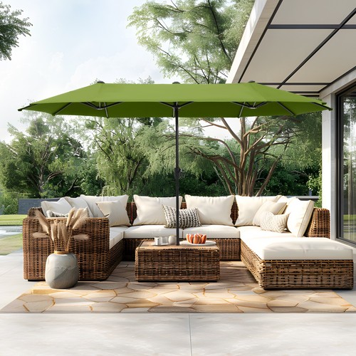 13ft Patio Umbrella Double Side Large Outdoor Market Umbrella with Crank - Picture 58 of 112