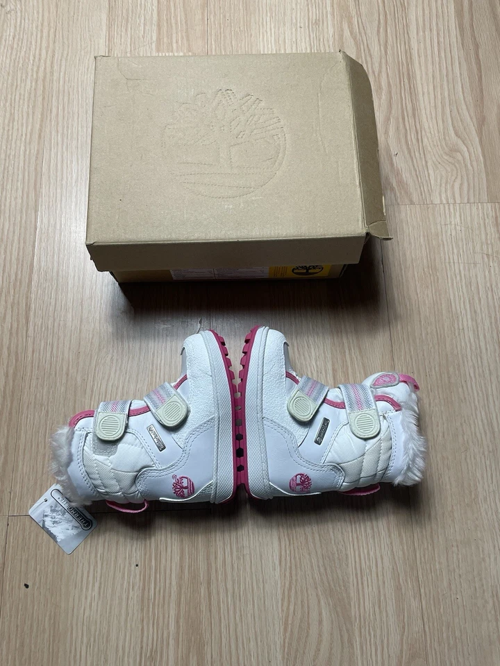 Timberland Snow Stomper Botas Blanco y Rosa Talla 6 Juvenil Piel Termolite NUEVO Foto 4 de 4