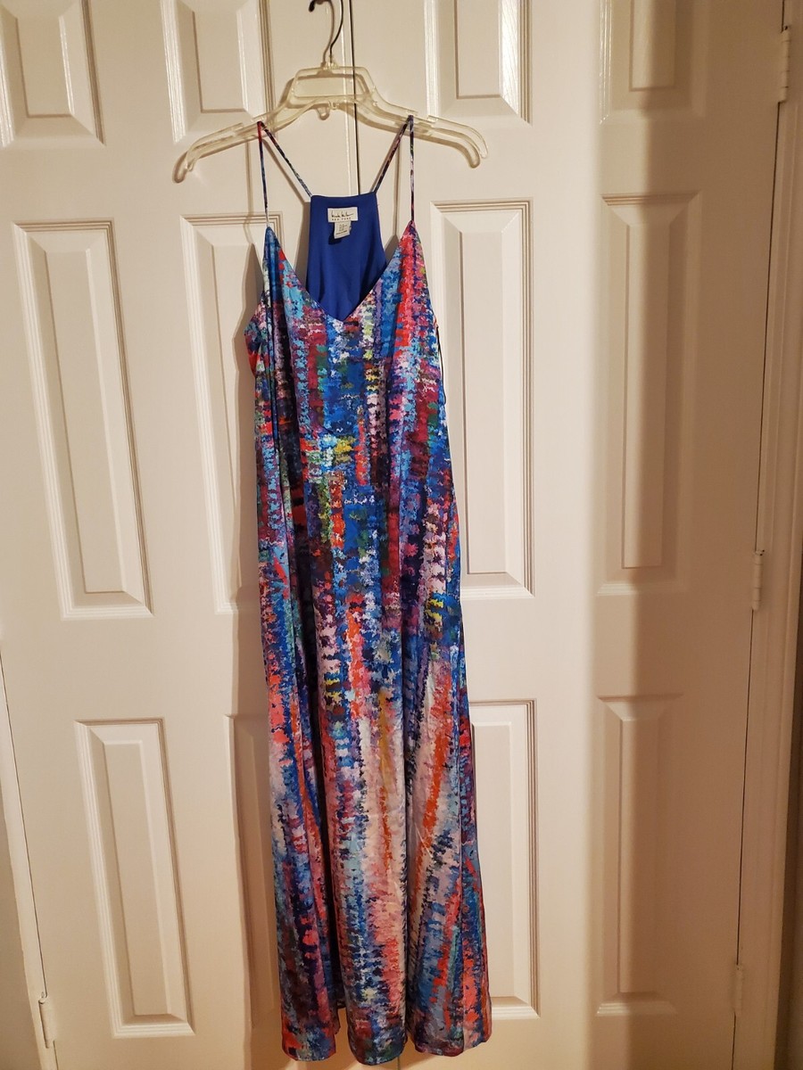 nicole miller satin dress Nicole Miller Ruched Front Midi Dress, 10 / Blue