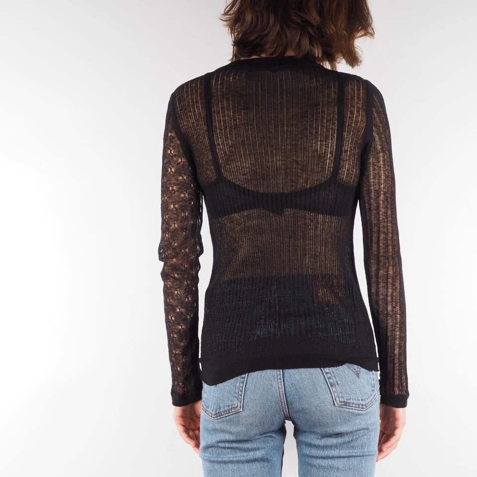 Sonia Rykiel винтажный женщин черный чистый шелк длинным рукавом блузка размер 40 - Изображение 2 из 4