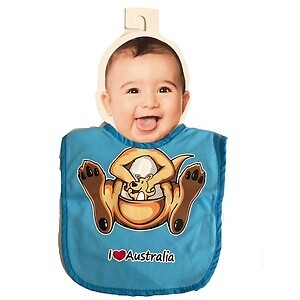 I Love Australia Kangaroo Baby Bib - Brown - Picture 2 of 4