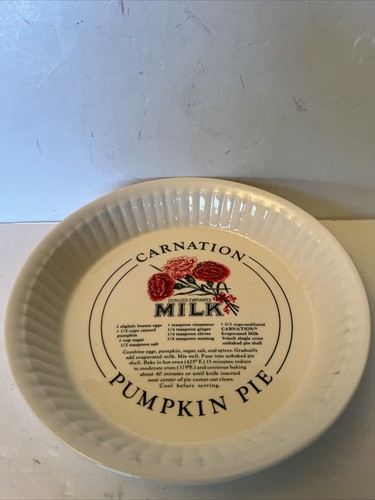 Vintage Carnation Recipe Pumpkin Pie Plate Dish Fine Porcelain 10” - 第 1/8 張圖片