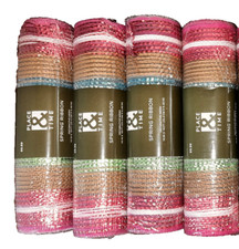 4 Rolls 10"x18' Decorative Mesh Ribbon Pink Blue Rust Green White Stripe