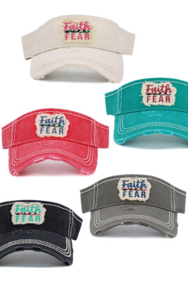 KBETHOS Women Classic Faith Over Fear Vintage Distressed Baseball Visor Cap Hat
