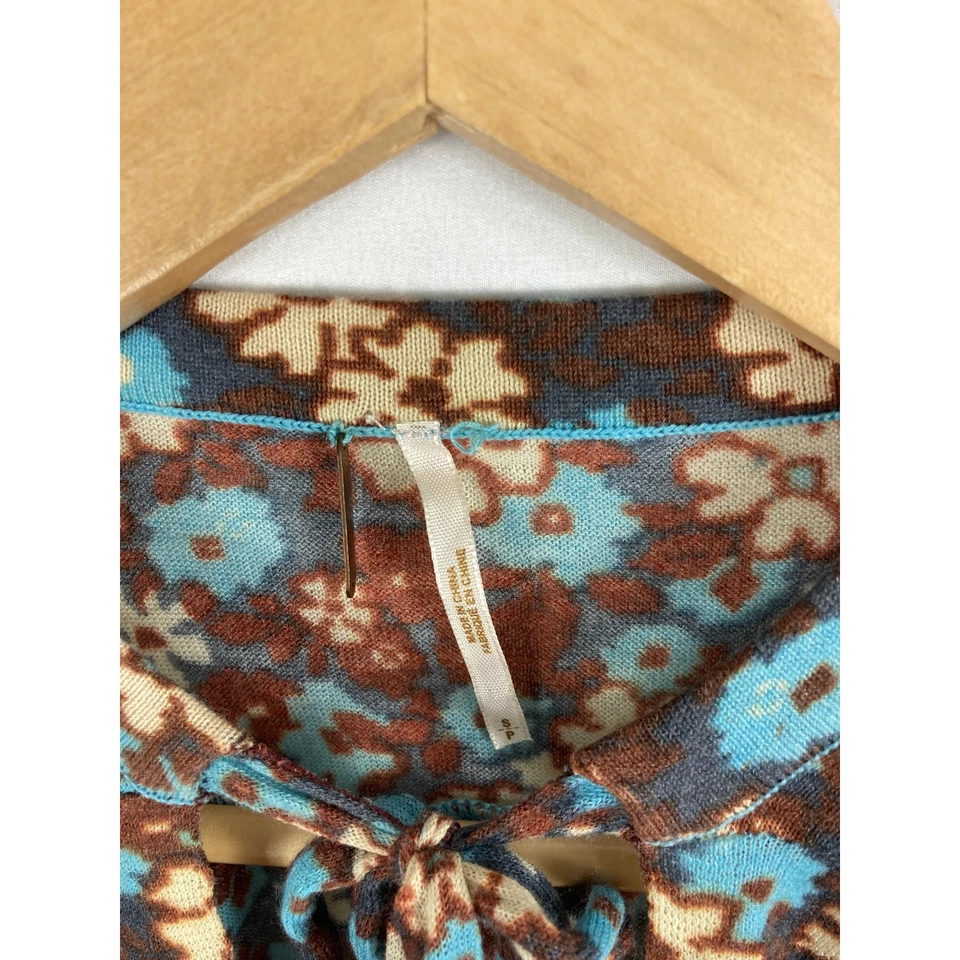 Free People 西部花卉羊毛羊绒长袖上衣,小号 — 第 3/4 张图片