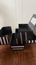 Makeup Train Case 3 Trays Portable Cosmetic Organizer Black New