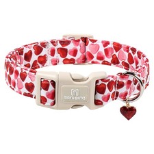 Maca Bates Valentine's Day Dog Collar with Red Love Heart Charm for Medium Gi...