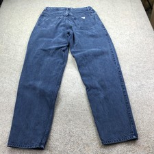 Vintage Guess Jeans Mens 34x33 Blue Dark Wash Relaxed Tapered Triangle Logo USA