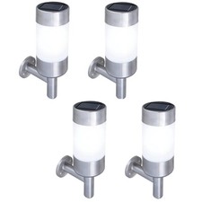 4 PACK Round Stainless Steel Solar LED Front Back Door Wall & Fence Lamps Lights