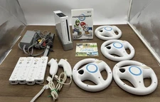 Nintendo Wii Console  Bundle W/ Wii Sports Mario Kart   + 4 Controllers  Tested!