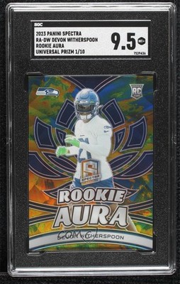 2023 Spectra Rookie Aura Universal Prizm 1/10 Devon Witherspoon SGC 9.5 RC 18pg