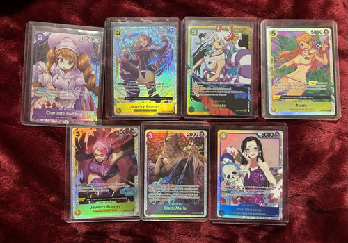 One Piece Waifu 7 Card Lot OP01 And OP08 - 4 SR, 1 R ALT, 1 SR ALT, 1 SEC -