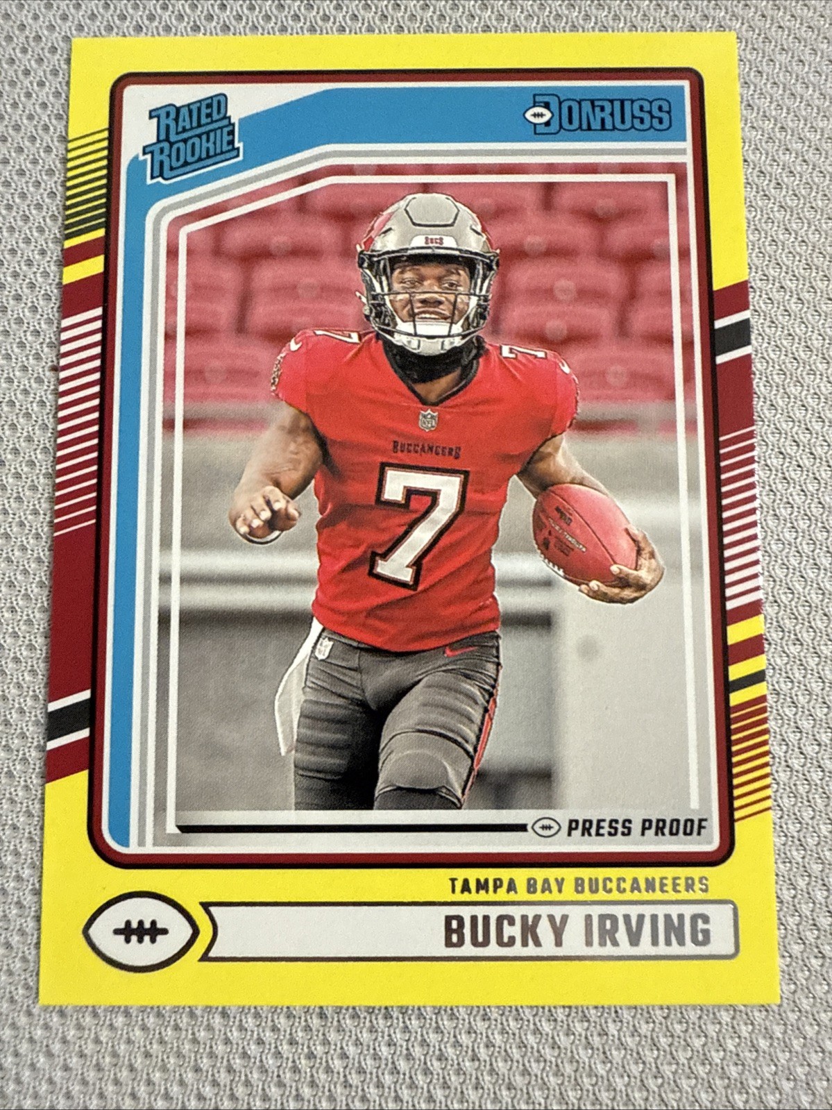 2024 Panini Donruss - Rated Rookie Bucky Irving #301 Press Proof Yellow (RC)