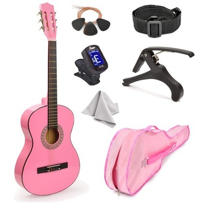 30-Inch Pink Classical Guitar Set for Kids - Complete with Case & Accessories