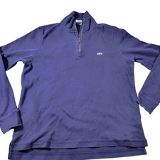 LACOSTE Sweater Mens 5 Blue 1/4 Zip Pullover  Long Sleeve Pockets Preppy Flaw*