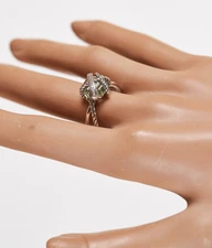 David Yurman Sterling Silver Cable Wrap Green Prasiolite & Diamonds Ring! Size 7