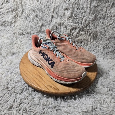 Hoka One One Shoes Womens 9.5B Mach 5 Athletic Running Sneakers Orange Fabric