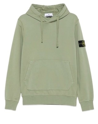STONE ISLAND GARMENT DYED HOODED SWEATSHIRT - v0055 SAGE GREEN