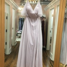 Jenny Yoo Long Tulle Bridesmaid Dress with flutter sleeve. Vintage Lilac. 10