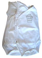 Baby Body Wickelbody "Prenatal" 2er Set weiß+ creme Frontdruck ohne Arm Gr. 56