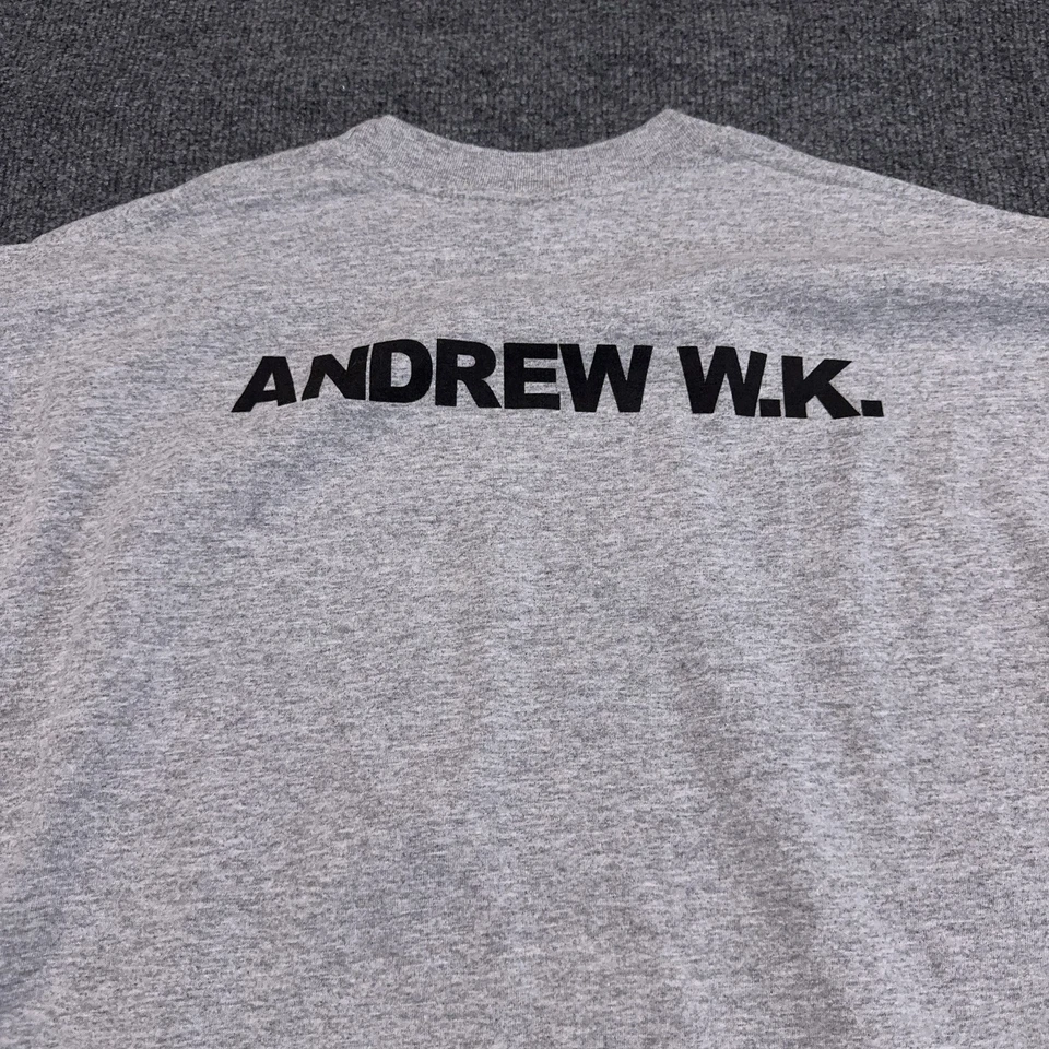 Andrew W.K. Camisa Para Hombre Extra Grande Gris Banda Música Rock Silueta Gráfico Camiseta Foto 4 de 4