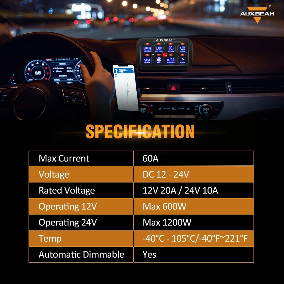 Sistema de panel de interruptor de 8 velocidades azul AUXBEAM para 2024 Can-Am Maverick Sport Max 1000R Foto 3 de 4