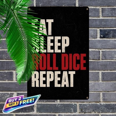 Eat Sleep Game Repeat Gaming Shirt Theme Slogan Metal Wall Decor Art