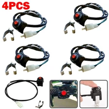 4Pcs Motorcycle Kill switch Red Push Button Horn Starter For Dirt Bike ATV