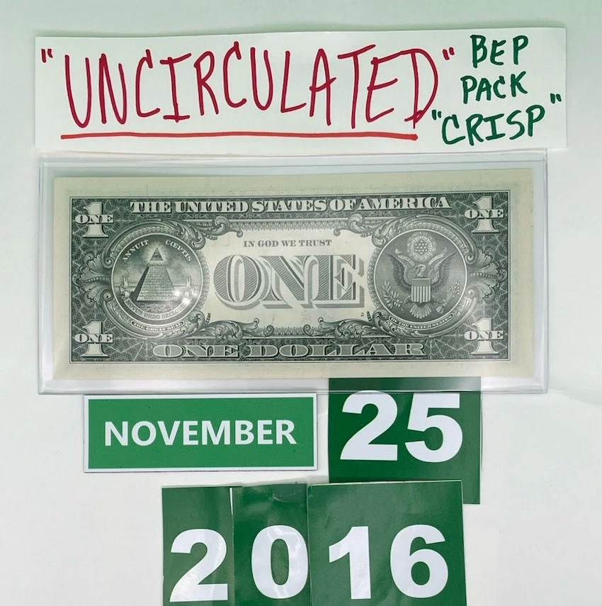 November 25 2016 BIRTHDAY 🎂 NOTE UNCIRCULATED GEMS 💎 Sealed BEP Bricks 🧱 $1 - Image 4 of 4