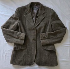 MAX MARA WEEKEND SZ 12 WOOL BLAZER BROWN TWEED VINTAGE LOOK