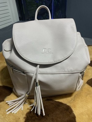 CC Collection Off-White Women's Backpack Tassel Accents Adjustable Strap