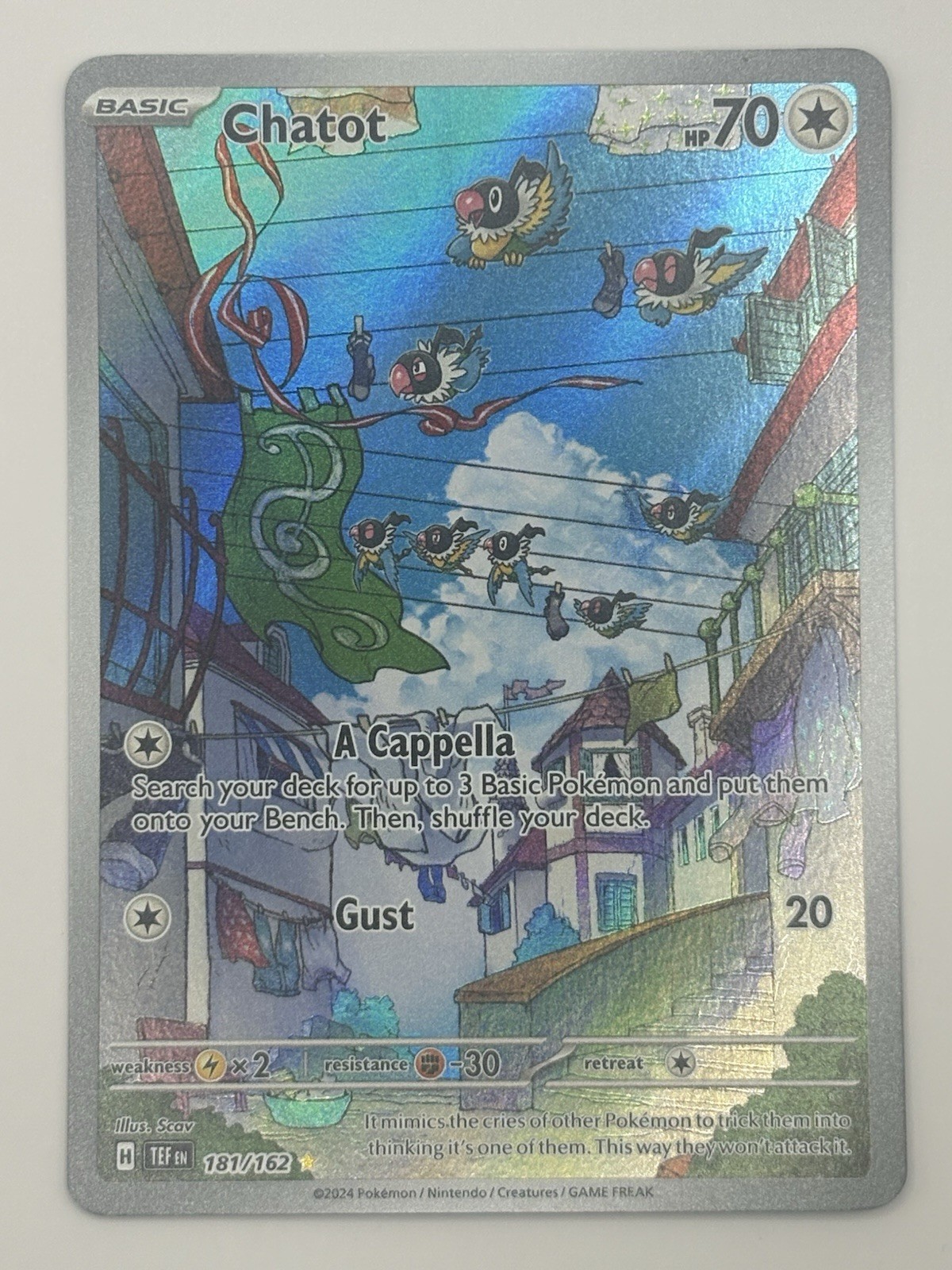 Chatot 181/162 Illustration Rare Temporal Forces Pokemon Holo Near Mint