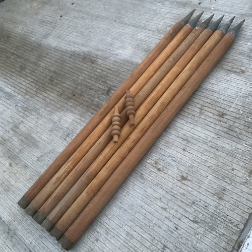 Vintage Antique Cricket Stumps X6 With 2 bails Only Brass Caps  FREE POST