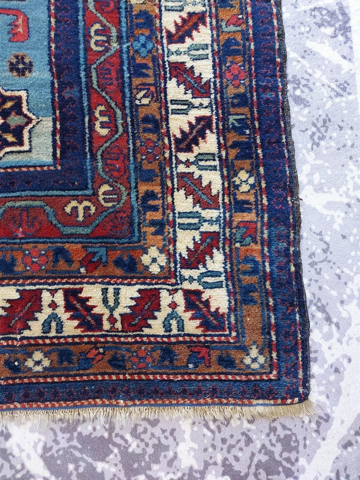 Alfombra antigua kazaja Cuba Shirvan alfombra legendaria alfombra azul antigua alfombra envío gratuito Foto 3 de 4