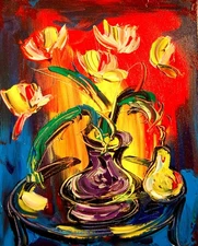 FLOWERS   VIEW  ABSTRACT  ART  PAINTING BY MARK KAZAV P80