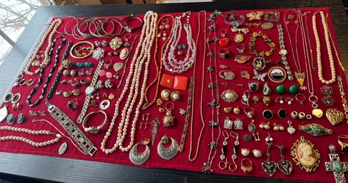 Vintage Lot of Costume Jewelry, Necklaces, Bracelets, Cameo, Earrings etc.