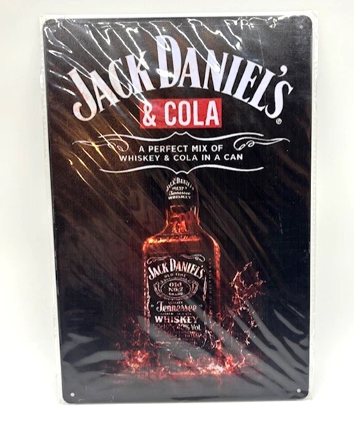 Jack Daniels & Cola Tin Metal Sign (New) 20x30cm Man Cave Garage