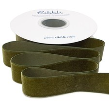 Moss Green Velvet Ribbon,Polyester Velvet 1 Inches Continuous10-Yard Spool,Ch...