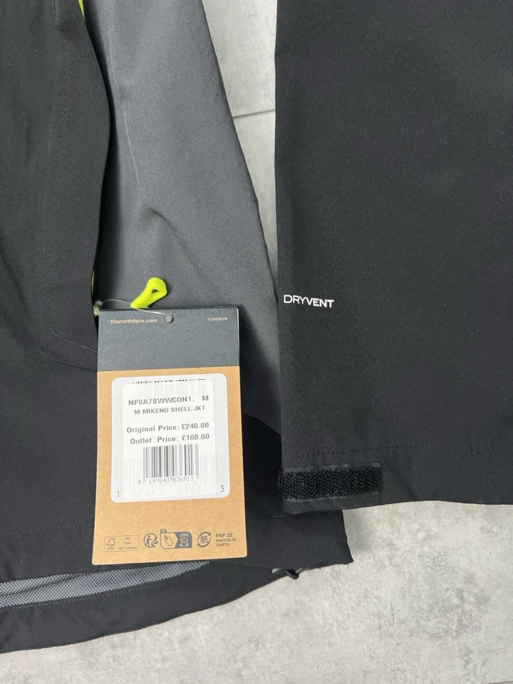 The North Face Mikeno Shell Mens Waterproof Jacket 'Black/Volt' Size M RRP £240 - Image 2 of 4