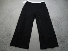 Reformation Alma Linen Pants Womens 12 Black Wide Leg Elastic Waist Made USA