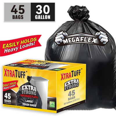 45 Extra-Thick, Leak-Proof Garbage Bags, Suitable for Home, Commercial, and Vari