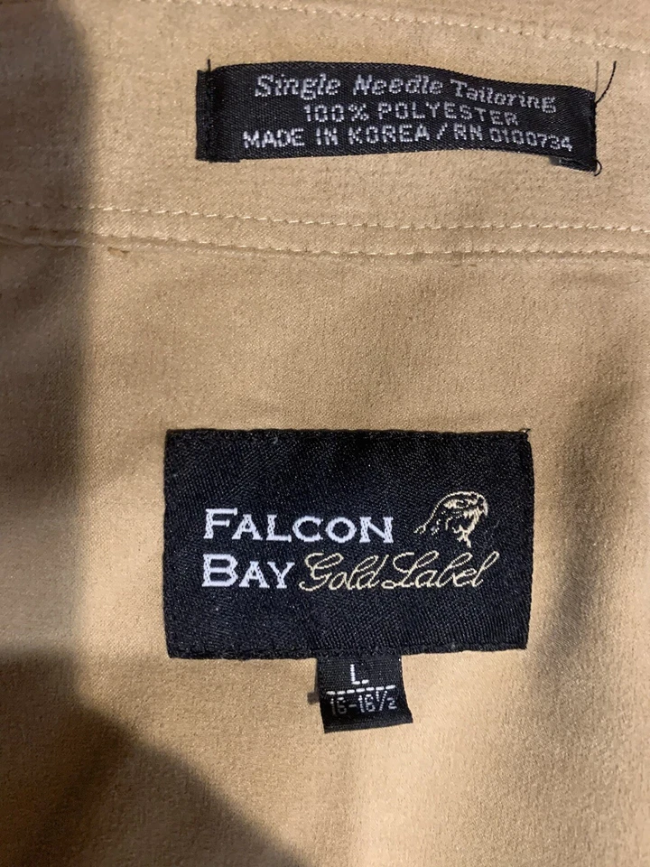 Camisa Para Hombre Bronceada Cepillada Camel Manga Larga Botón Falcon Bay Etiqueta Dorada Talla L Foto 3 de 4