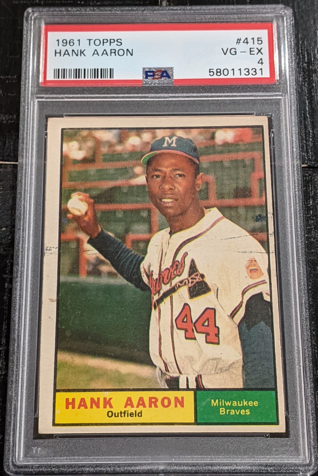 1961 Topps Hank Aaron PSA 4 VG-EX #415 BOLD COLORS Original Vintage Braves